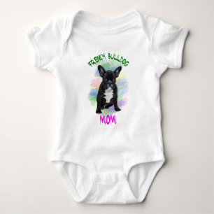 French Bulldog Mom Water Colour Oil Painting Art Baby Bodysuit