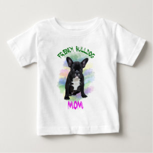 French Bulldog Mom Water Colour Oil Painting Art Baby T-Shirt