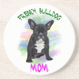 French Bulldog Mom Water Colour Oil Painting Art Coaster