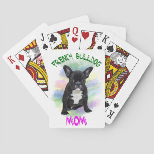 French Bulldog Mom Water Colour Oil Painting Art Playing Cards