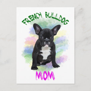 French Bulldog Mom Water Colour Oil Painting Art Postcard