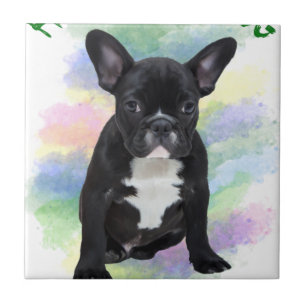 French Bulldog Mom Water Colour Oil Painting Art Tile