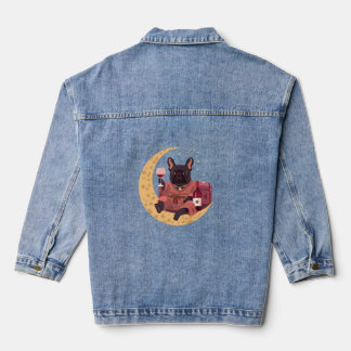 French Bulldog Mom Wine Night Denim Jacket
