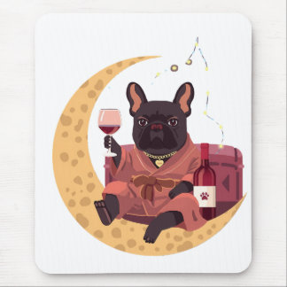 French Bulldog Mom Wine Night Mouse Pad