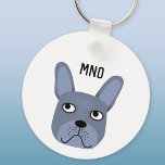 French Bulldog Monogram Keychain<br><div class="desc">A fun little Gray or Blue French Bulldog or Frenchie. Great for dog lovers. Original art by Nic Squirrell. Change or remove the monogram initials to personalize.</div>