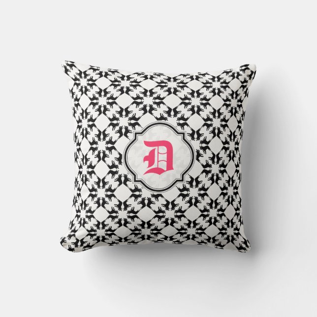 French Bulldog Monogram Throw Pillow (Front)