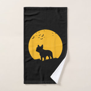 french bulldog moon  halloween inspired design hand towel