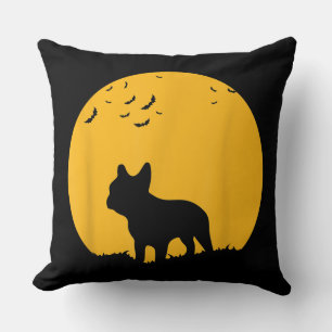 French Bulldog Moon  Halloween Inspired Design Throw Pillow