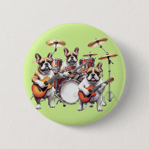 French Bulldog Musikband Französische Bulldoggen 2 Inch Round Button