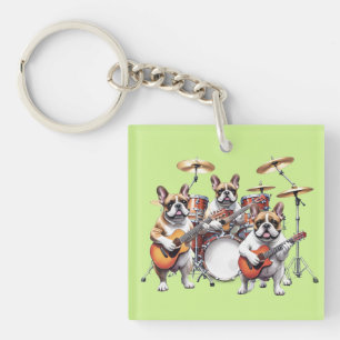 French Bulldog Musikband Französische Bulldoggen Keychain