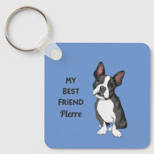 French Bulldog My Best Friend Custom Name Address Keychain