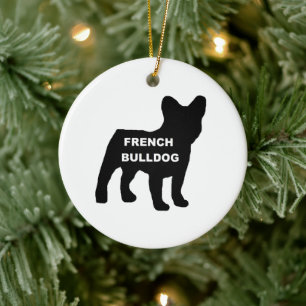 french bulldog name silhouette ceramic ornament