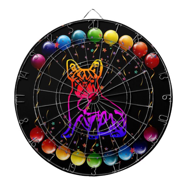 French Bulldog Neon French Bulldog Dartboard (Front)