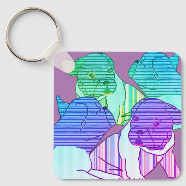 French Bulldog Neon Vacation Keychain (Front)