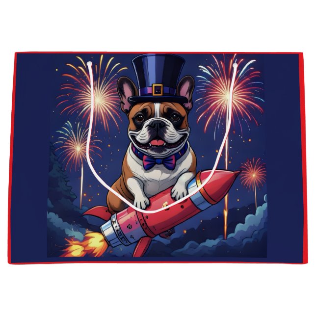 French Bulldog New Year French Bulldog Large Gift Bag (Front)