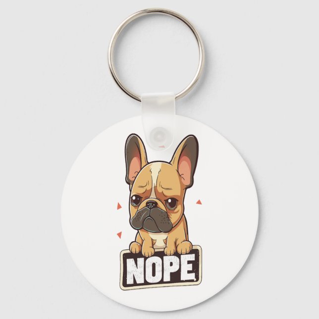 French Bulldog Nope Keychain (Front)