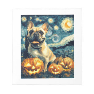 French Bulldog of van gogh starry night halloween  Notepad