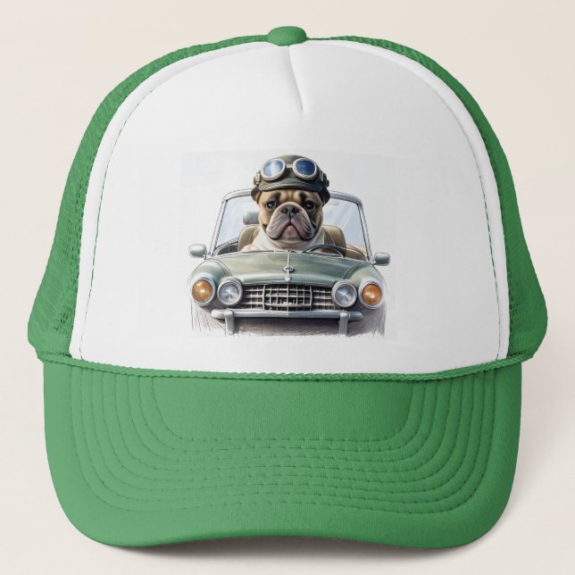 French Bulldog Oldtimer Bulldog Father's Day Trucker Hat (Front)