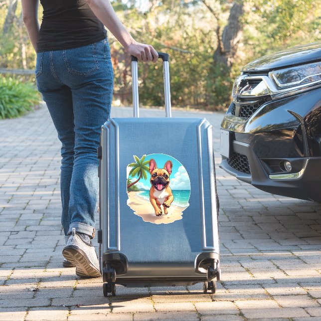 French Bulldog on a Beach (Suitcase Insitu)