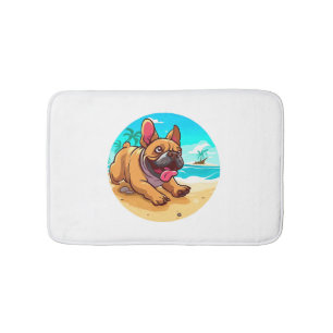 French Bulldog on a Beach Bath Mat