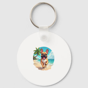 French Bulldog on a Beach Keychain
