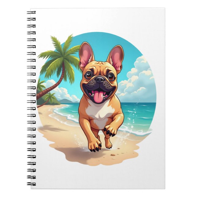 French Bulldog on a Beach Notebook (Front)