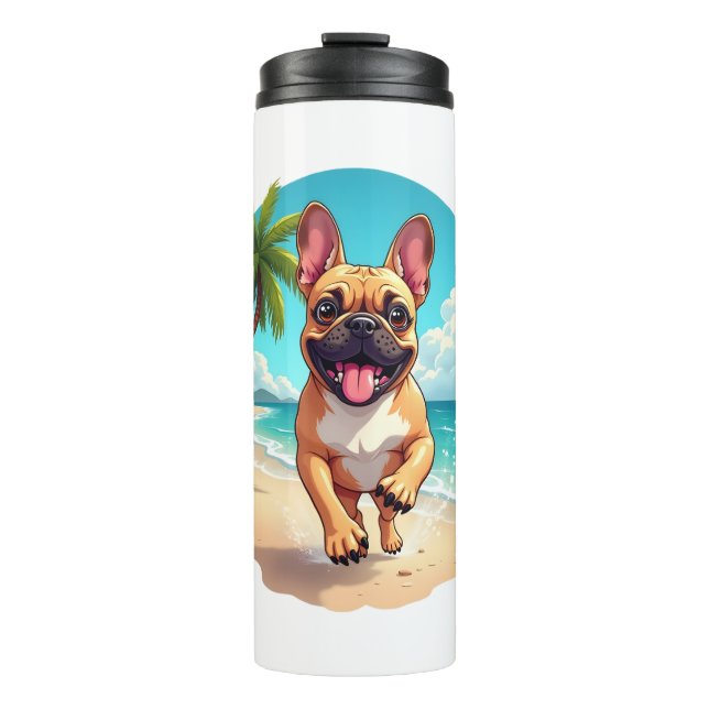 French Bulldog on a Beach Thermal Tumbler (Front)