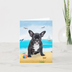 French Bulldog on Beach Card