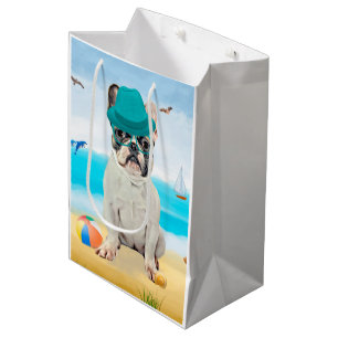 French Bulldog on Beach Medium Gift Bag