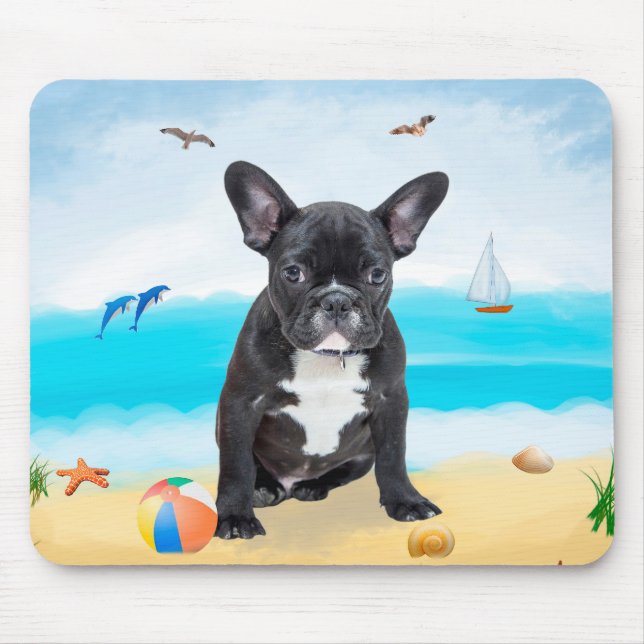 French Bulldog on Beach Mouse Pad (Front)