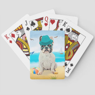 French Bulldog on Beach Playing Cards