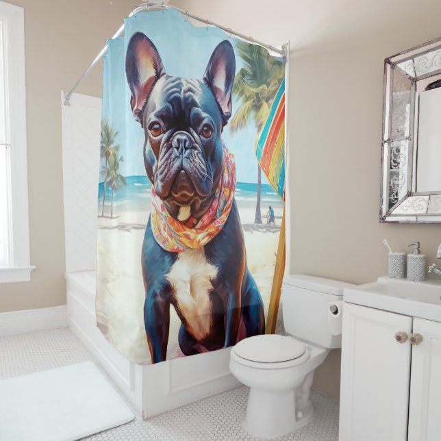 French Bulldog on Beach, summer gift for dog lover (In Situ)