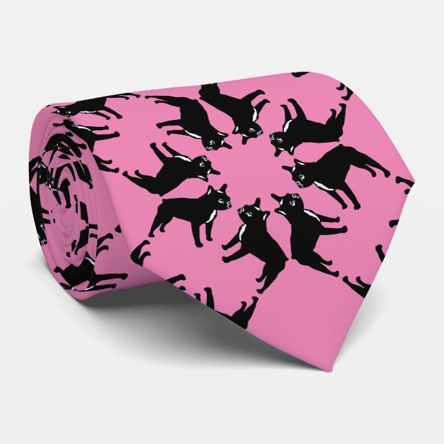 French Bulldog on pink Tie (Rolled)
