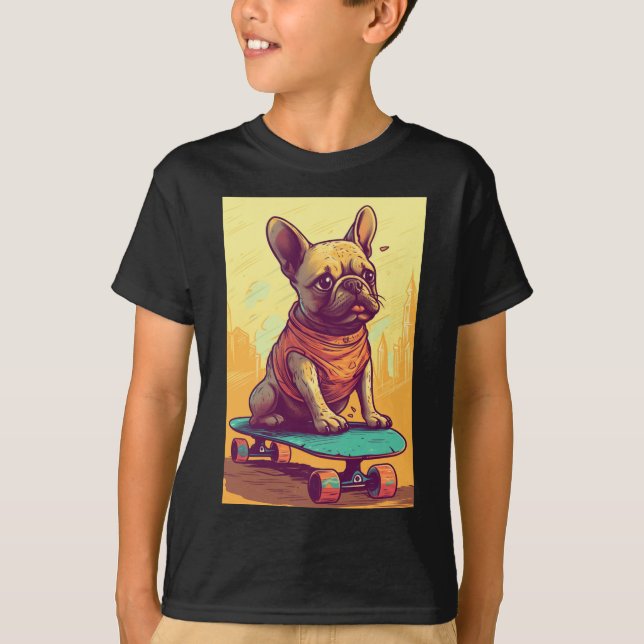 French Bulldog on Skateboard T-Shirt (Front)