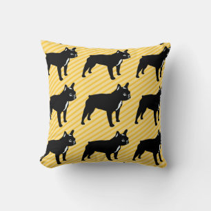 French Bulldog on striped Background Throw Pillow