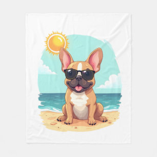 French Bulldog on Vacation Fleece Blanket