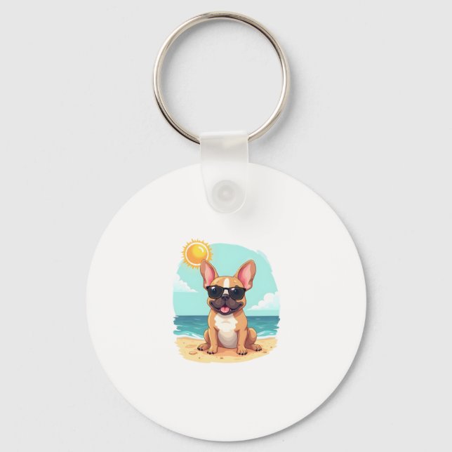 French Bulldog on Vacation Keychain (Front)