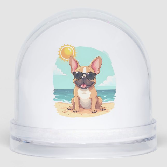 French Bulldog on Vacation Snowglobe (Front)