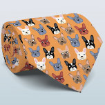 French Bulldog Orange Tie<br><div class="desc">A fun little French Bulldog or Frenchie pattern on an orange background. Great for all dog lovers, pet sitters, dog walkers and veterinarians. Original art by Nic Squirrell.</div>