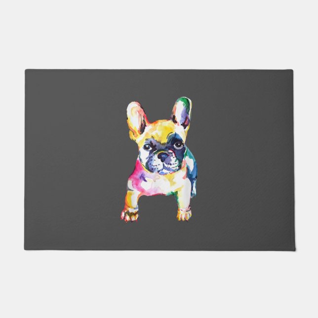 French Bulldog Original Watercolor Drawing Gift Doormat (Front)