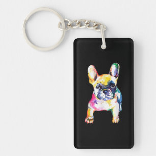 French Bulldog Original Watercolor Drawing Gift Keychain
