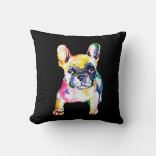 French Bulldog Original Watercolor Drawing Gift Throw Pillow