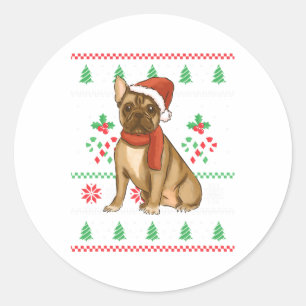 French Bulldog Outfit Santa Christmas  Classic Round Sticker