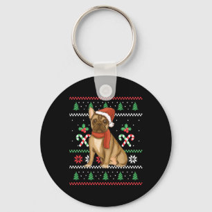 French Bulldog Outfit Santa Christmas Keychain