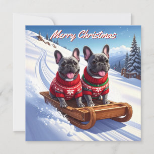 French Bulldog Pack of Flat Christmas Card