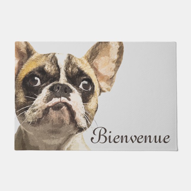 French Bulldog Painted Portrait Doormat (Front)