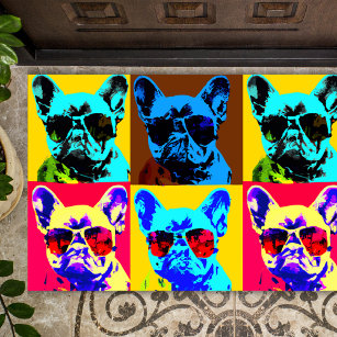 French bulldog painting in pop art style doormat