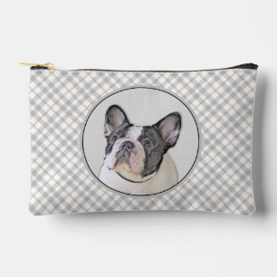 French Bulldog Painting White Black Pied Dog Art Accessory Pouch