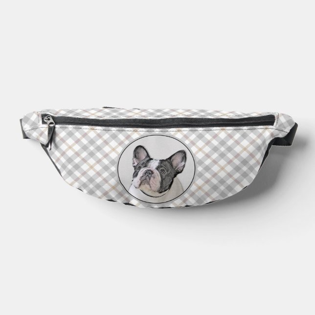 French Bulldog Painting White Black Pied Dog Art Fanny Pack (Lay Down)