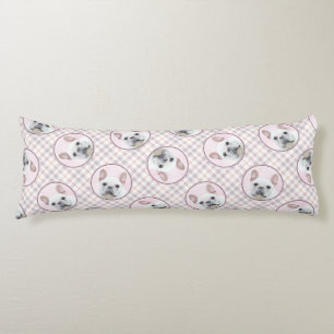 French Bulldog Painting White Cream Pet Dog Art Body Pillow